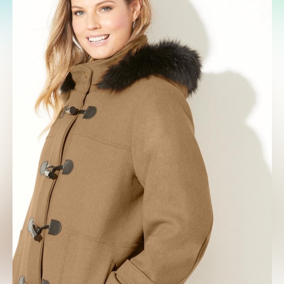 NWT Wool Blend Hooded Toggle Coat 3X - Picture 2 of 10